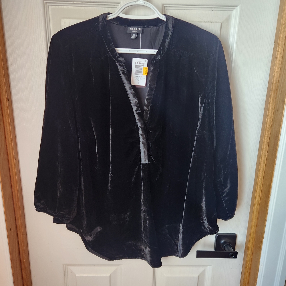 Torrid Black Velvet Blouse